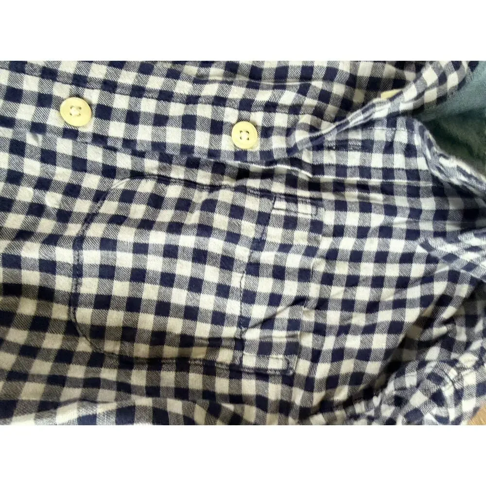Gap Kids Lined Blue Gingham Long Sleeve Button-Down Shirt 6/7